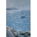 Seascape with Sailboat , Oil Painting
