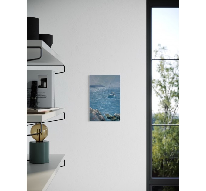 Seascape with Sailboat , Oil Painting